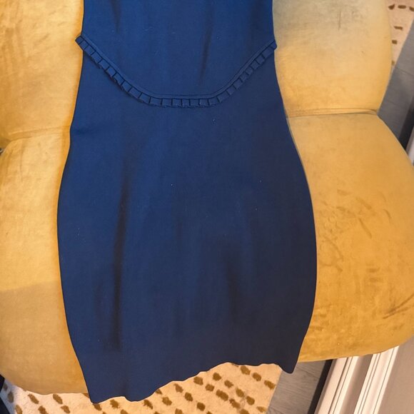 French Connection Dark blue Stretch Midi Dress with Lace back - Picture 6 of 6